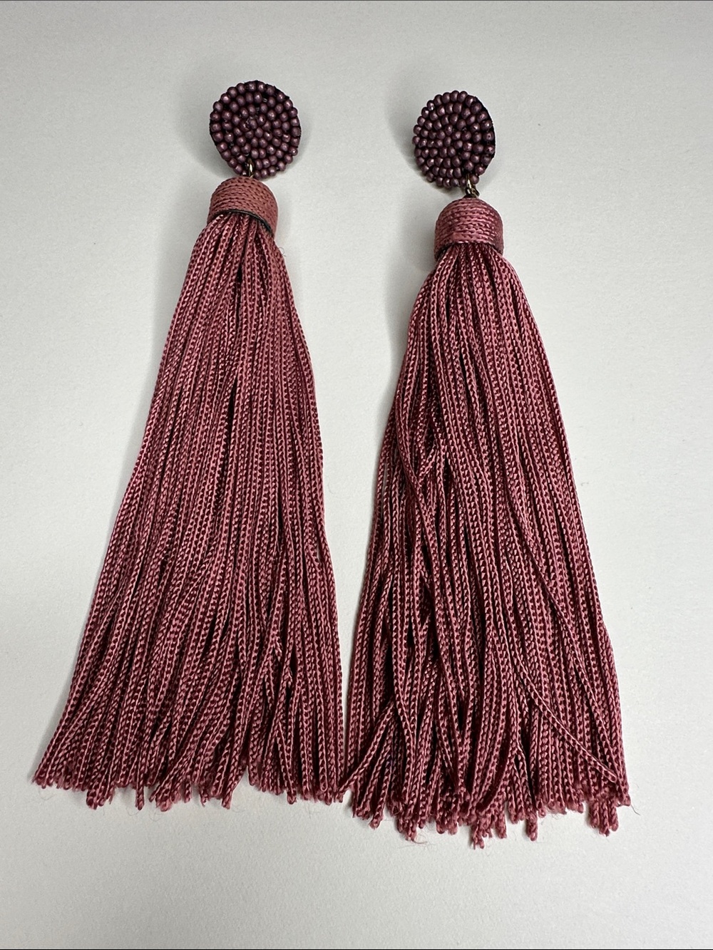 Tassel Drop Earrings in Dusty Rose - Women Jewelry